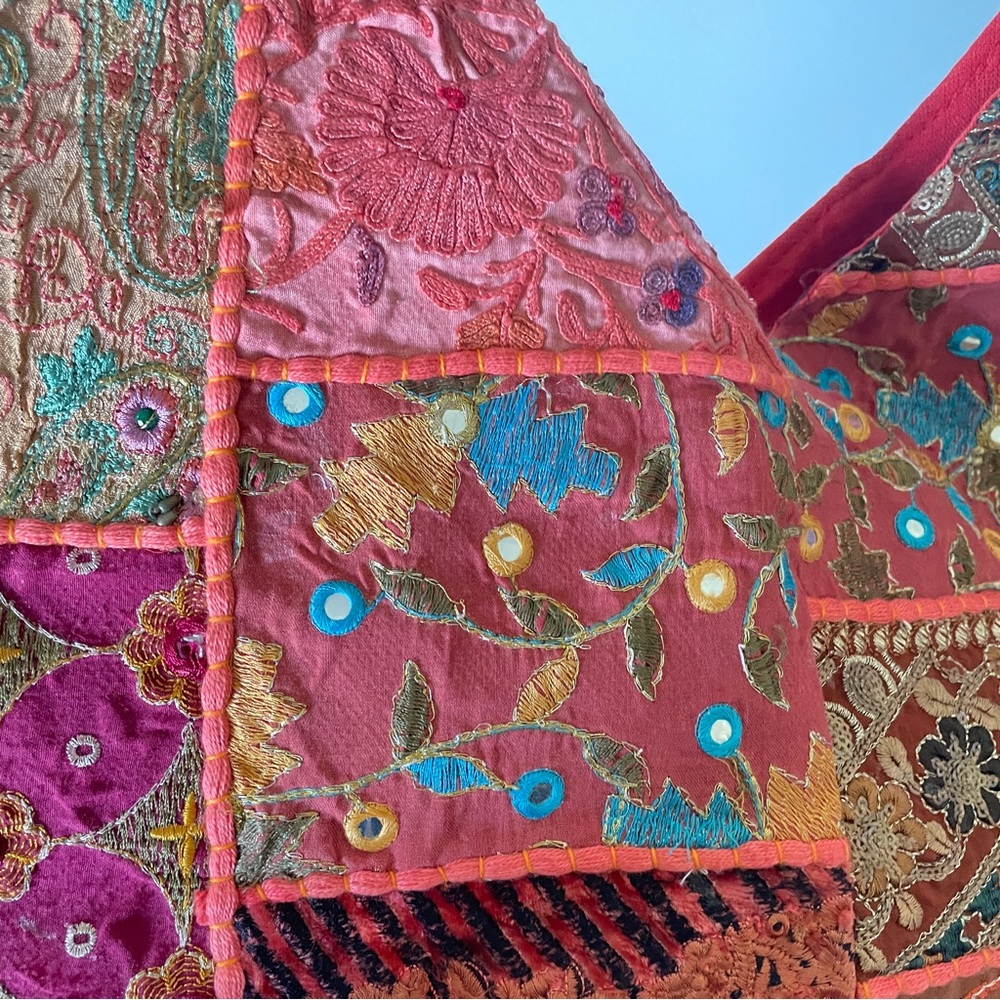VINTAGE Banjara Patchwork Embroidered Shanti Hobo Bag Slouchy Boho Festival - Picture 4 of 12